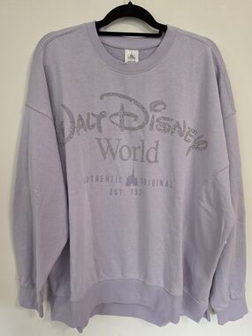 Disney World Lavender Sparkle Crewneck Sweatshirt Size Large